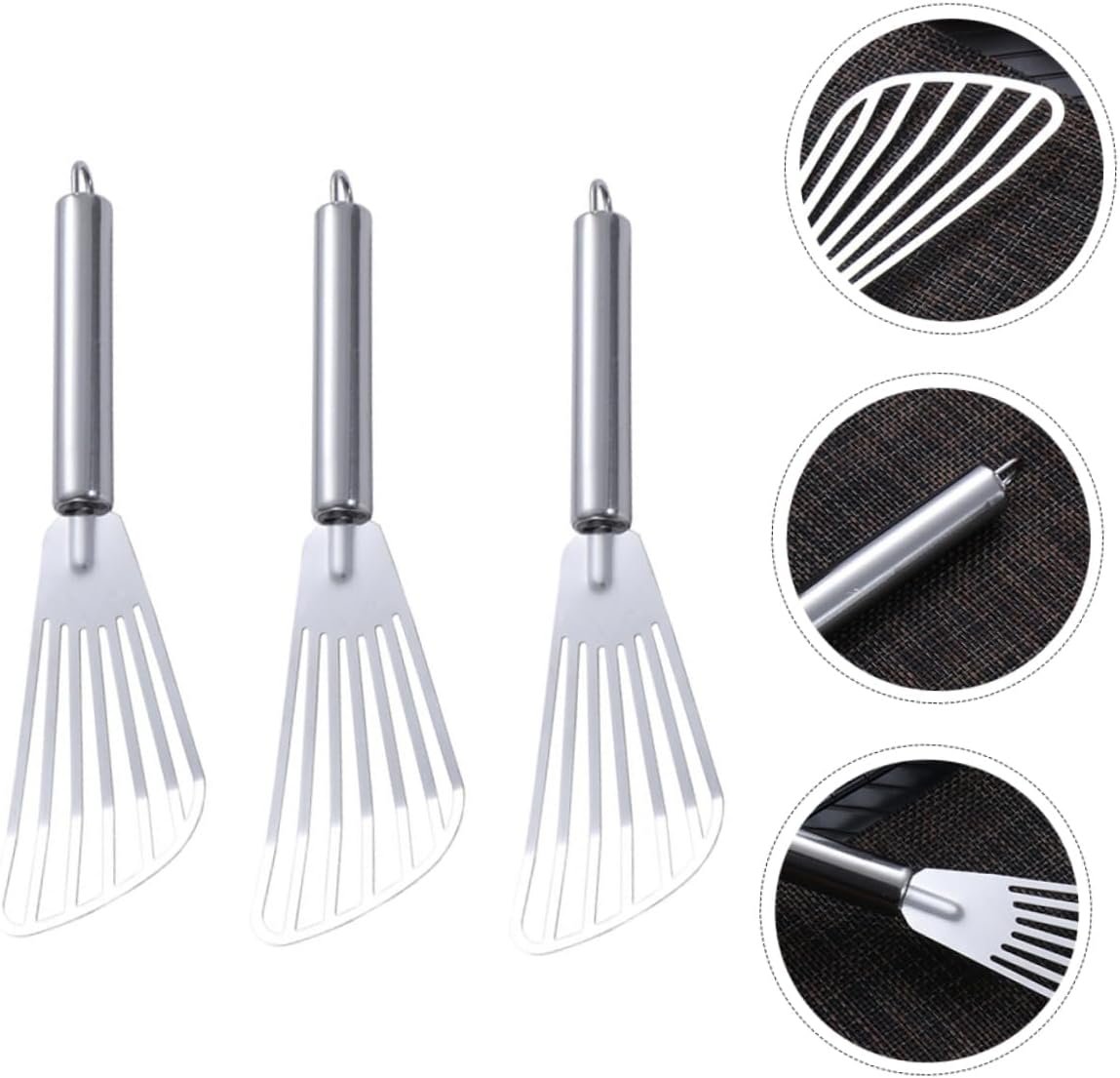DONFAMDS 3 Pezzi spatola per friggere griglia cucinando Utensili da Cucina Funzionale Set Cucina Gadget Cucina friggere Le spatole di Pesce Pale da Bistecca Acciaio Inossidabile Silver