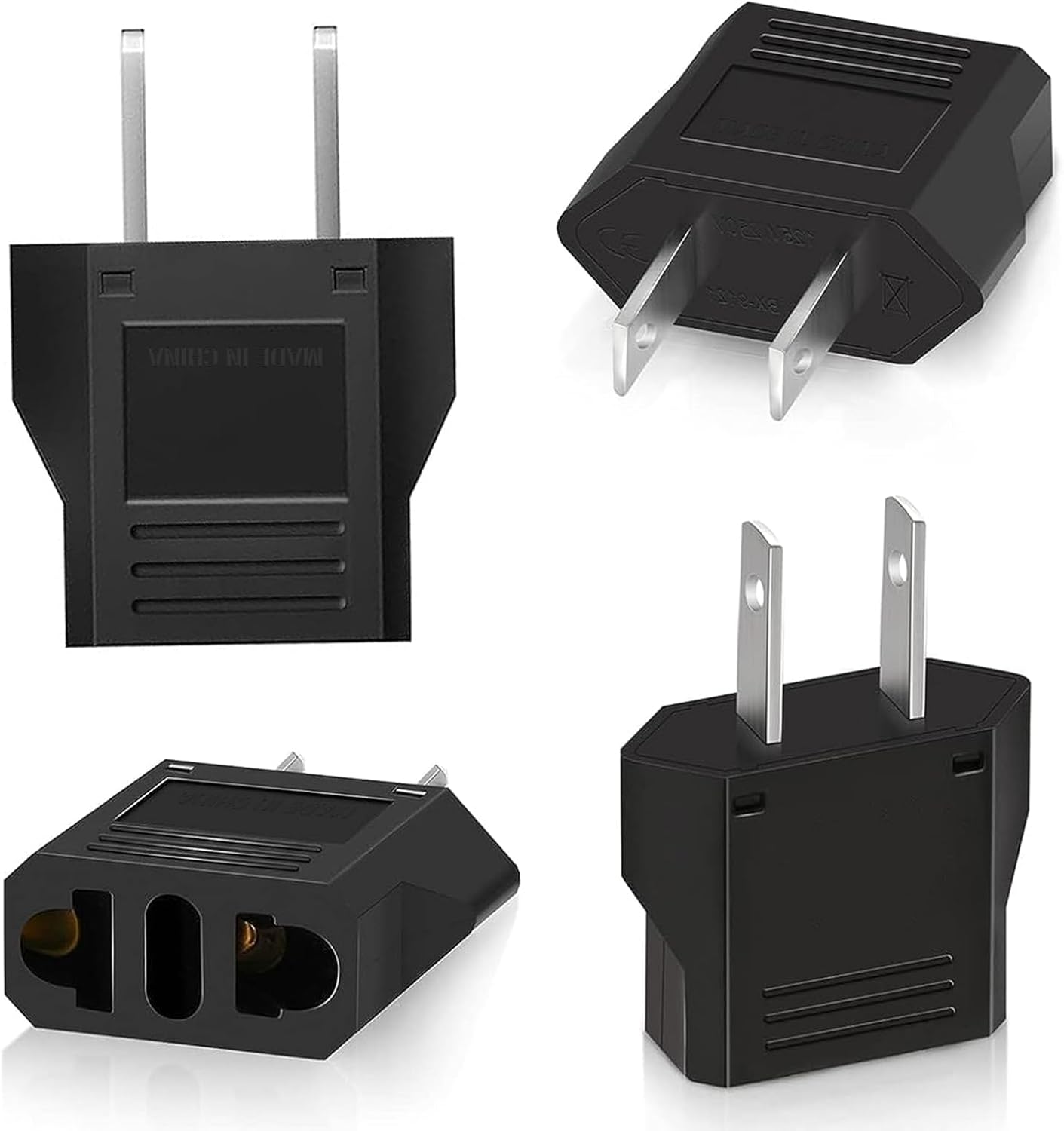 Clomnpe 4 Pieces Universal USA Italy Travel Adapter, Italian Plug to US Adapter, American Plug Adapter, USA Italy Adapter for Europe/USA/US/China/Japan/Canada/Mexico