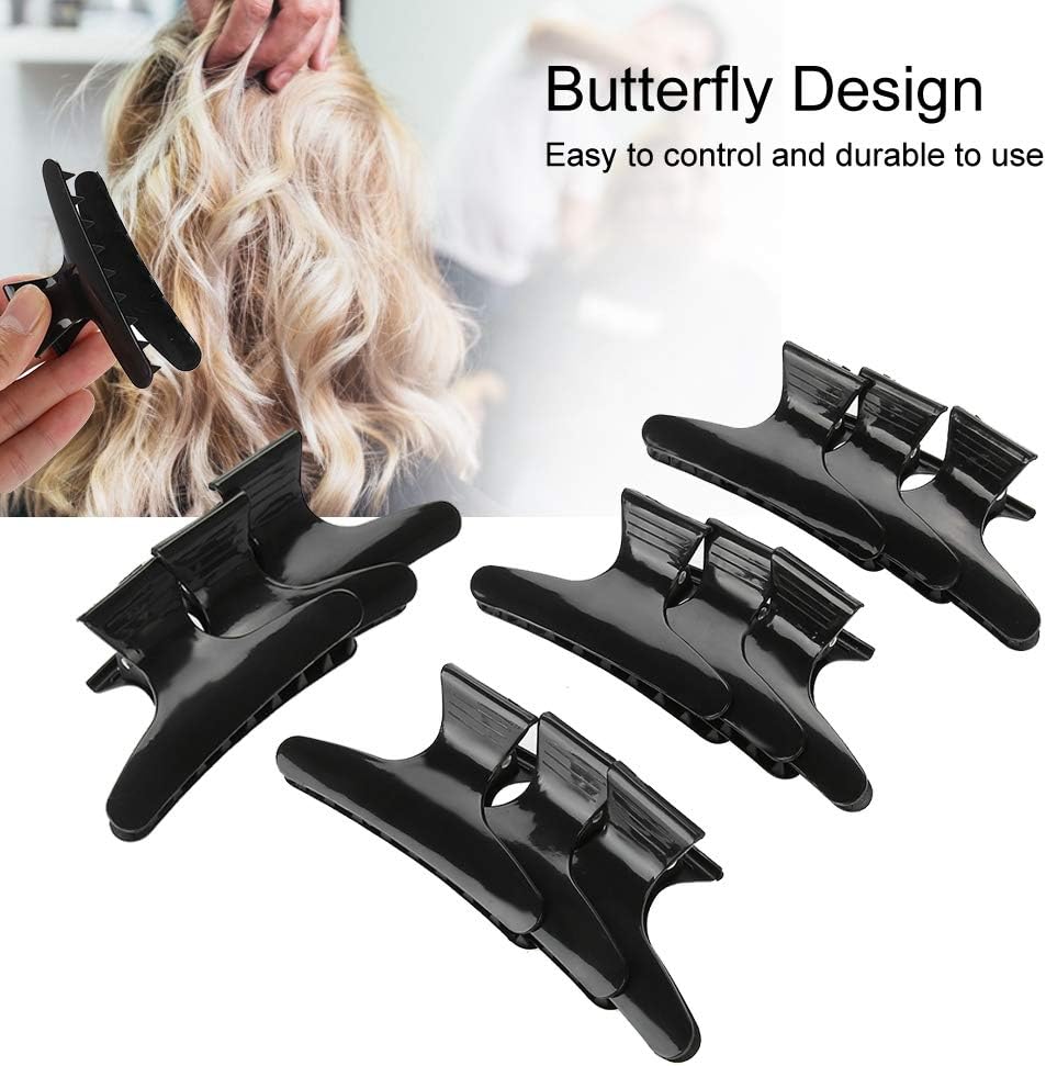 Hair Claw Clamp, Made of Durable Plastic with Good Tension Hairdressing Tool 12pcs/set Black Butterfly Hold Hair Clip