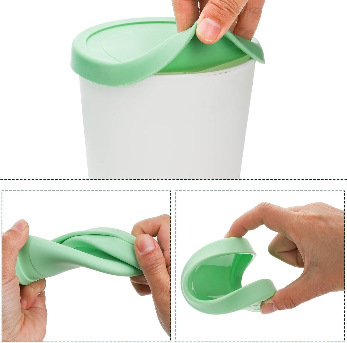 Peohud 4 Pack Ice Cream Containers, 1 Quart Freezer Storage Tubs with Silicone Lids for Ice Cream, Sorbet and Gelato, Freezer Dishwasher Safe