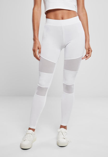 Urban Classics Women's High Waist Stretch Mesh Leggings with Regular Fit and Tapered Leg