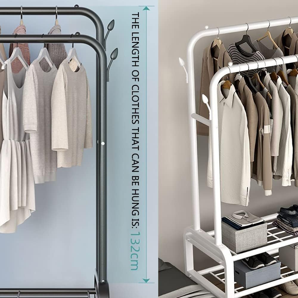 Generico Appendiabiti 3 in 1 Resistente con Porta Scarpe, capacità 100 kg, Organizer Mobile per Vestiti per Ingresso, Soggiorno, corridoio e Camera da Letto, Disponibile nelle Misure 120 cm/140 cm.
