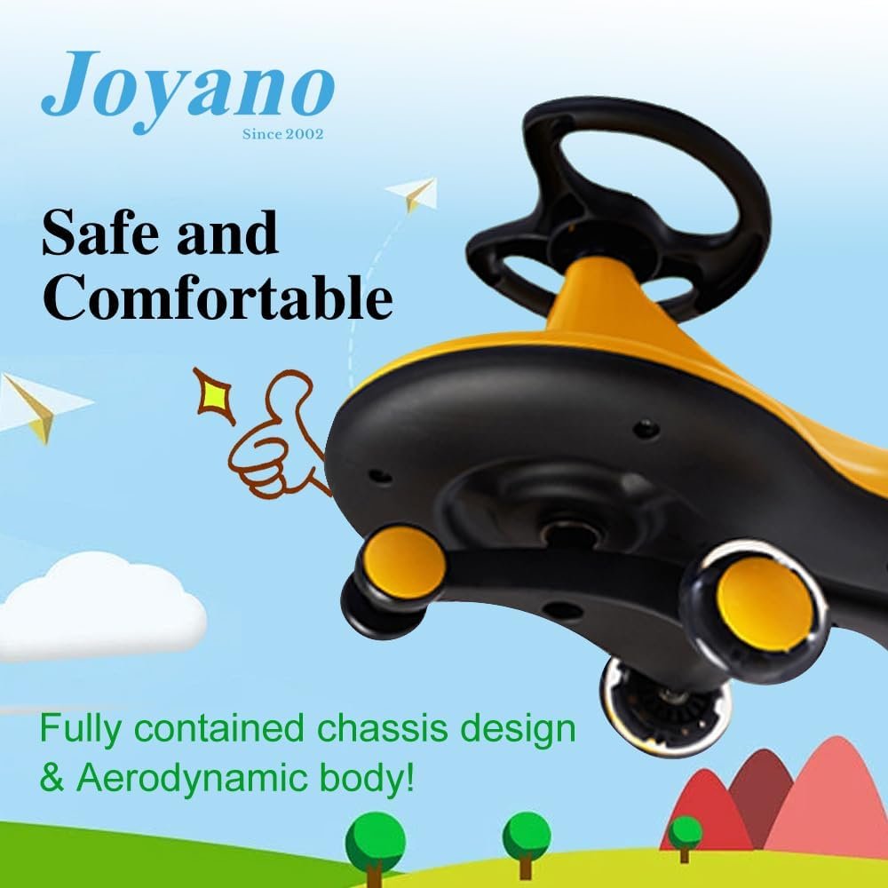 Joyano Swing Car, LED Flashing Wheels, Ride on Wiggle Car Boys and Girls, No Batteries, Gears or Pedals, Twist, Turn, Wiggle Movement to Steer, for Toddlers, Kids 3 Yrs and UP, 50kg/110lb (Blue)