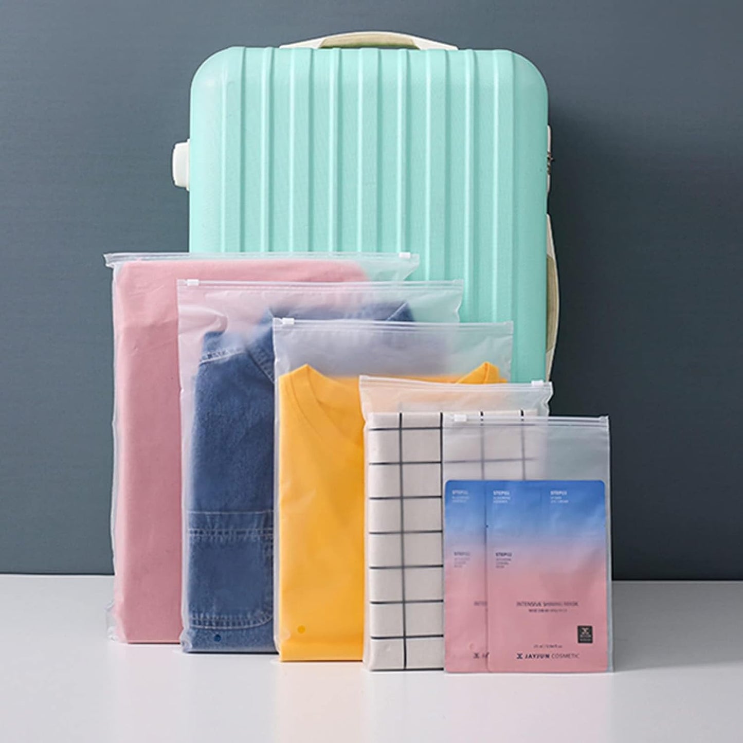 30 Pcs Travel Storage Bags For Clothes,Reusable Plastic Ziplock Bags For Hospital Bag,Frosted Waterproof Multifunctional Luggage Storage Pouch for Clothes, Shoes, Cosmetics (5 Size)