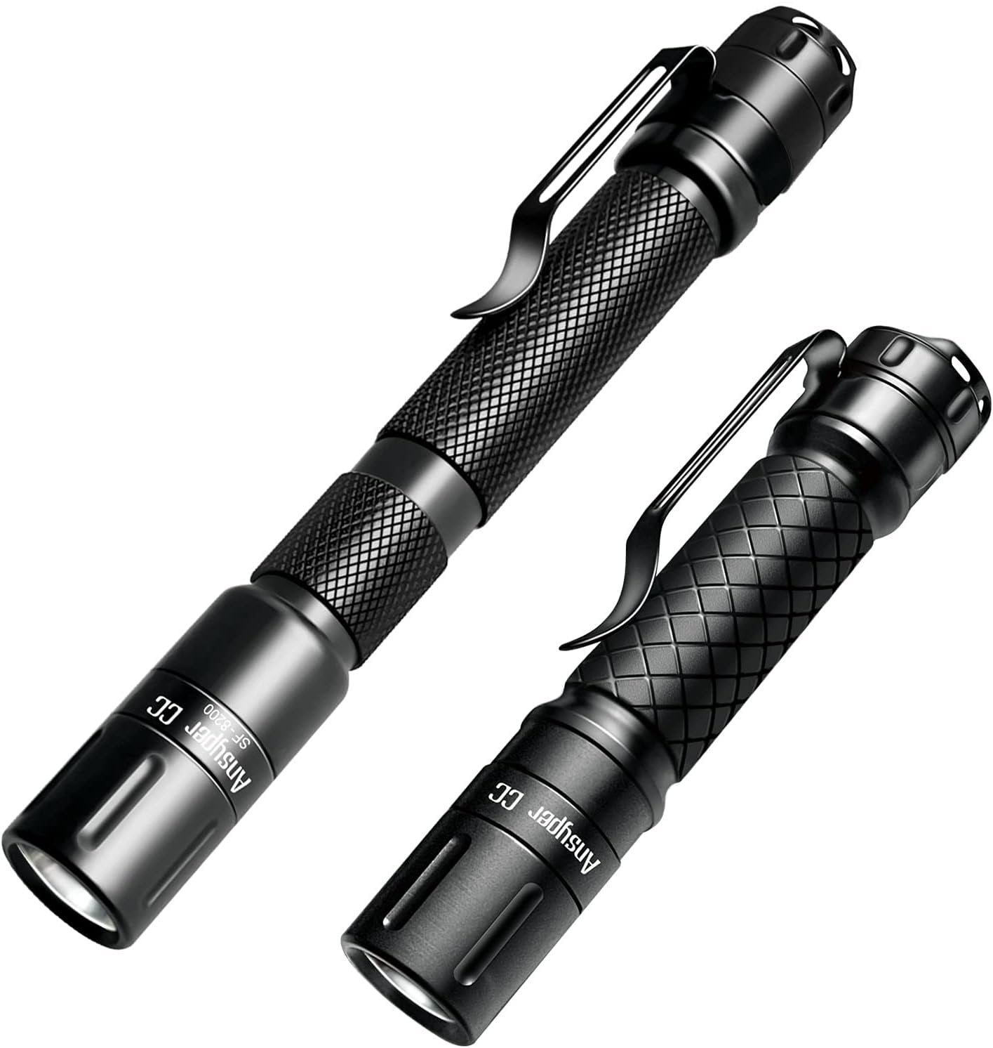 Mini Flashlight Small Flashlights LED Powerful High Lumens Tactical Pen Light with Clip,3 Modes Slim Portable Pocket Compact Torch for Emergency Inspection AAA Battery Water-Resistant (3.4 & 5.2 inch)