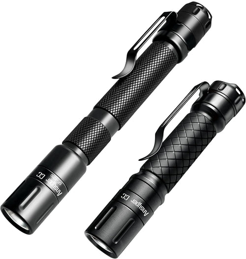 Mini Flashlight Small Flashlights LED Powerful High Lumens Tactical Pen Light with Clip,3 Modes Slim Portable Pocket Compact Torch for Emergency Inspection AAA Battery Water-Resistant (3.4 & 5.2 inch)