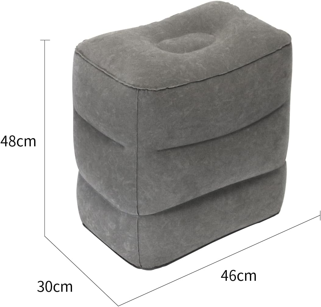 Baiao Inflatable Footrest Pillow for Airplane Travel, 3-Tier Height Adjustable for Sleeping, Suitable for Office, Home and Any Journey
