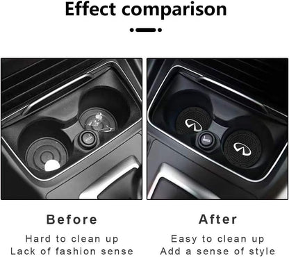 Kacichi Car Interior Accessories for Infiniti Cup Holder Insert Coaster - Silicone Anti Slip Cup Mat for Infiniti QX50 Q50 Q70 Q70L Q60 QX30 QX60 QX80 (Set of 2, 2.75" Diameter)