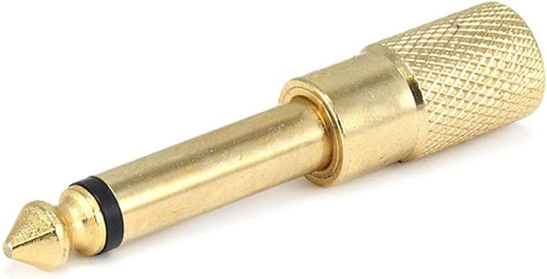 Monoprice Metal 6.35mm (1/4 Inch) Mono Plug to 3.5mm Stereo Jack Adaptor - Gold Plated