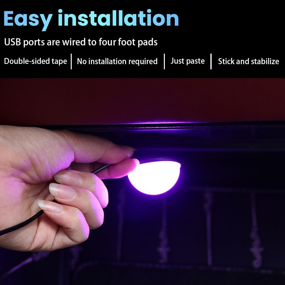 TSUGAMI Car Interior LED Lights, Universal Automotive Ambient Neon Light Kit with USB Port, Car Accessories, Gifts for Men and Women, 4 in 1 Decoration Lights for Car, Garden, Home, Party (Ice Blue)