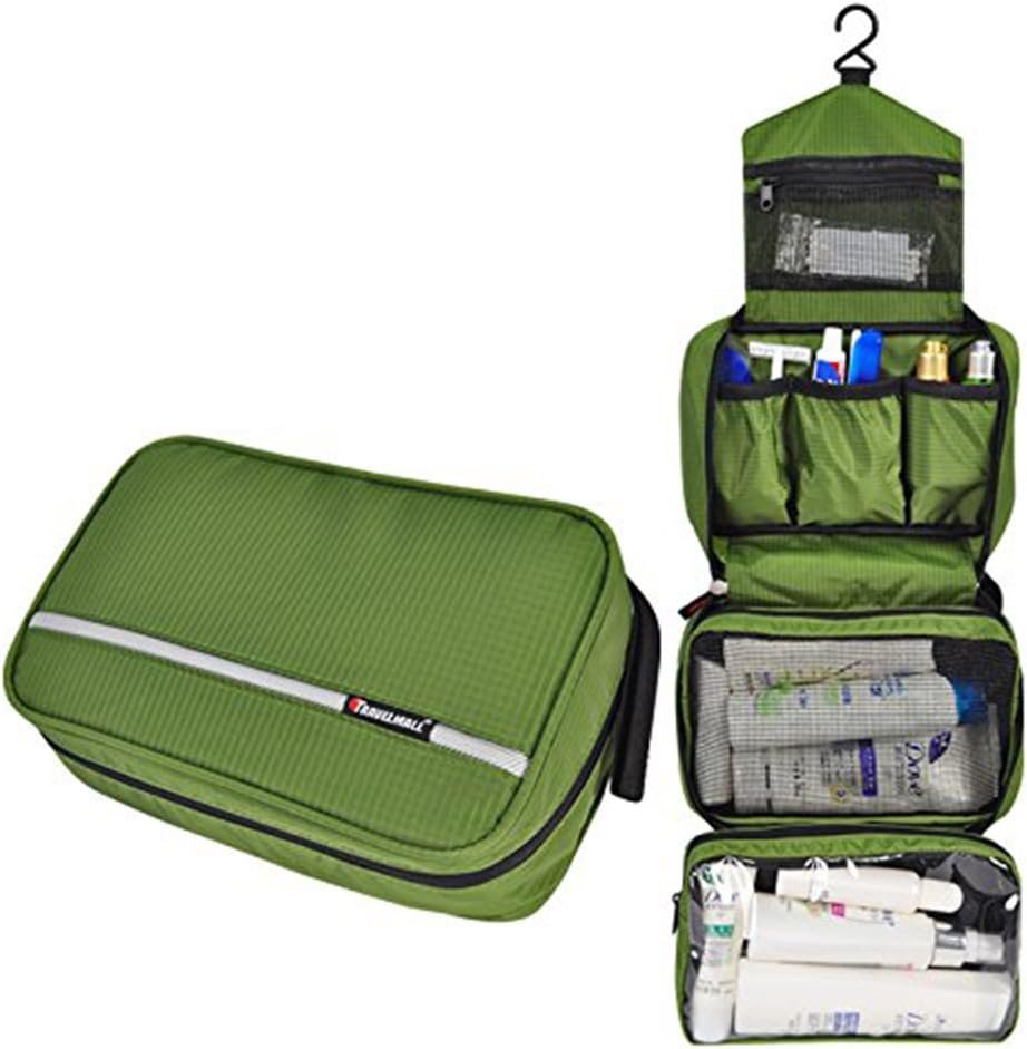 Relavel Cosmetic Pouch Toiletry Bags Travel Business Handbag Waterproof Compact Hanging Personal Care Hygiene Purse (army green)