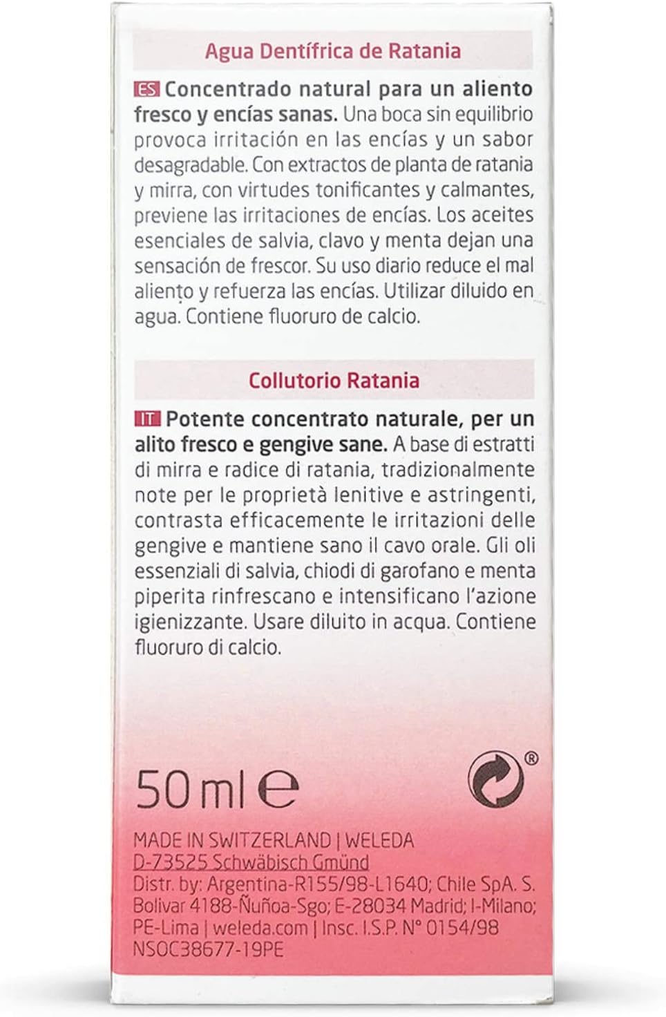 Weleda Ratania Mouthwash - Powerful Natural Concentrated Mouthwash for Fresh Breath and Healthy Gums with Myrrh and Ratania Root Extracts (1X 50ml)