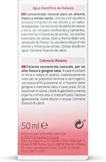 Weleda Ratania Mouthwash - Powerful Natural Concentrated Mouthwash for Fresh Breath and Healthy Gums with Myrrh and Ratania Root Extracts (1X 50ml)