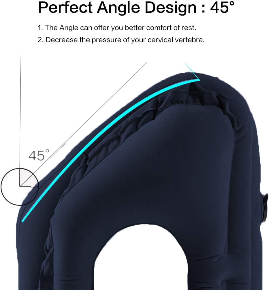 Kimiandy Inflatable Travel Pillow for Airplane, Inflatable Neck Air Pillow for Sleeping(Blue)