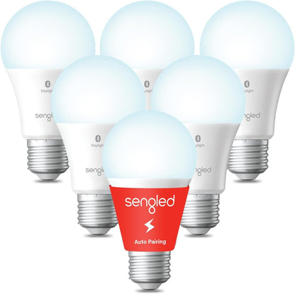 Sengled Alexa Light Bulb, S1 Auto Pairing with Alexa Devices, Smart Light Bulbs that Work with Alexa, Bluetooth Mesh Smart Home Lighting, Daylight 5000K, E26 60W Equivalent, 800LM, 6-Pack