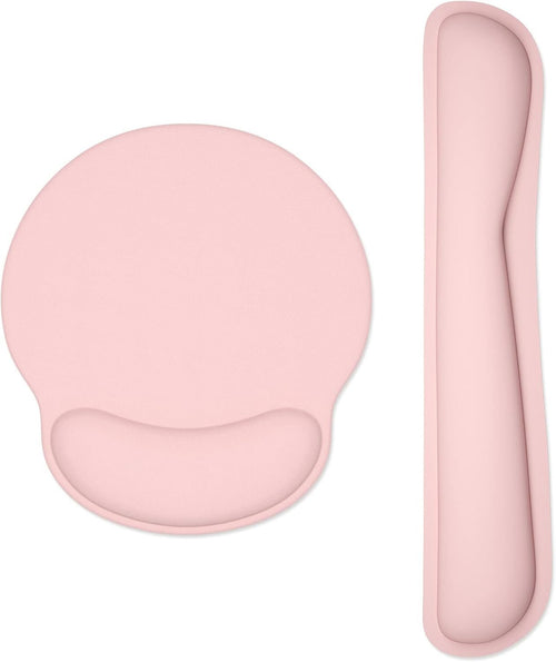 Dapesuom Keyboard Wrist Rest and Mouse Pad with Wrist Support, Cute Memory Foam Cushion for Keyboard and Mouse Set, Ergonomic Desktop Pad Rests with Non Slip Base for Easy Typing & Pain Relief,Pink
