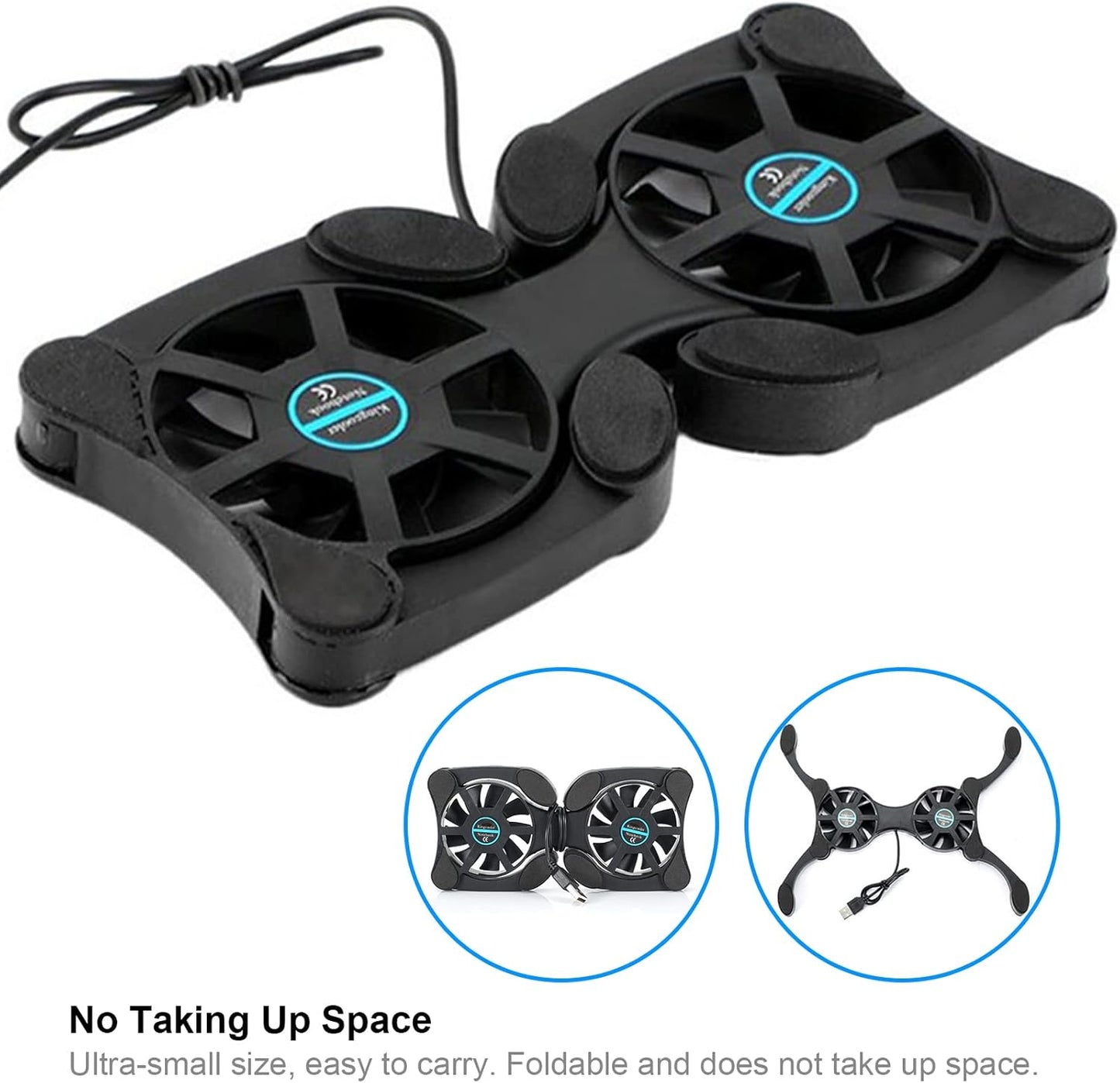 Laptop Cooling Pad, Octopus Folding Dual Fan Cooler, Computer Chill Mat No Noise, Portable Laptop Fan Stand Cooling