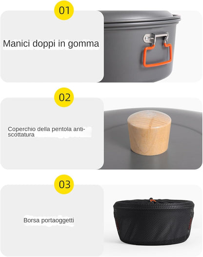 Camping Pot - Portable Large Capacity Camping Pan For Backpacking | Camp Pot | Heat-Resistant Portable Picnic Gear Lightweight Boiling Camp Steamer For Outdoor Travel Hiking