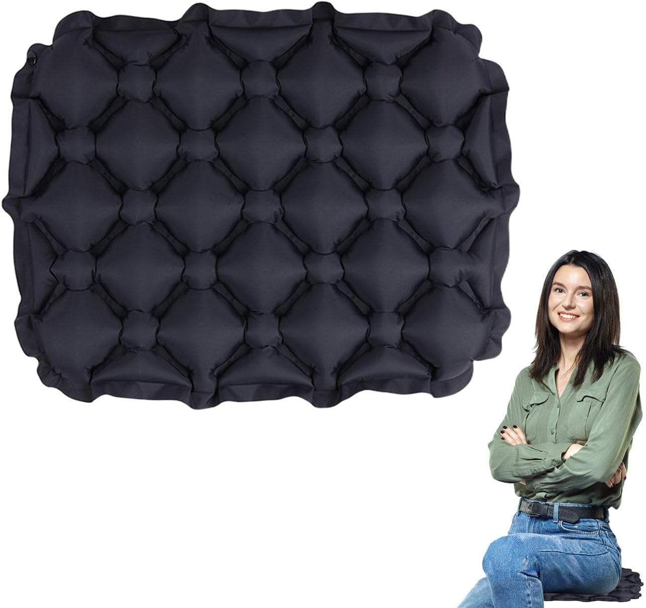 Inflatable Cushion Seat, Lightweight Travel Cushion, Airplane Seat Pad, Camping Gear Cushion, Lightweight Inflatable Comfortable Travel Seat Cushion for Truck Drivers and Camping