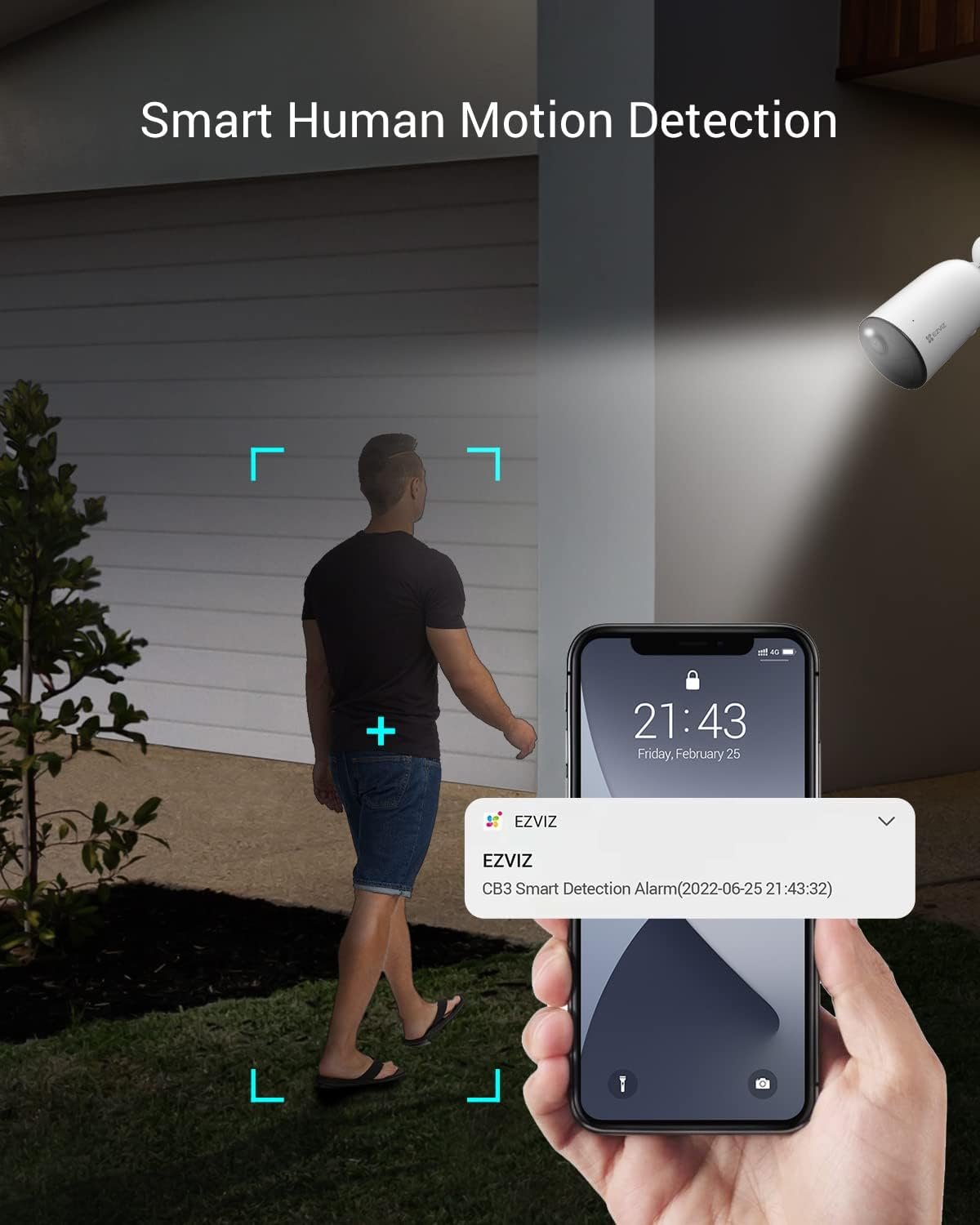 EZVIZ Wireless Security Camera with Solar Panel, 1080P Outdoor Spotlight Battery/Solar Powered WiFi Camera, Color Night Vision, 2-way Talk, Human Detection, IP66, 256G SD/Cloud Storage, Alexa, CB3 Kit