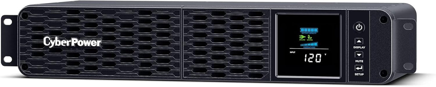 CyberPower CP1500PFCRM2U PFC Sinewave UPS System, 1500VA/1000W, 8 Outlets, AVR, Short Depth 2U Rackmount