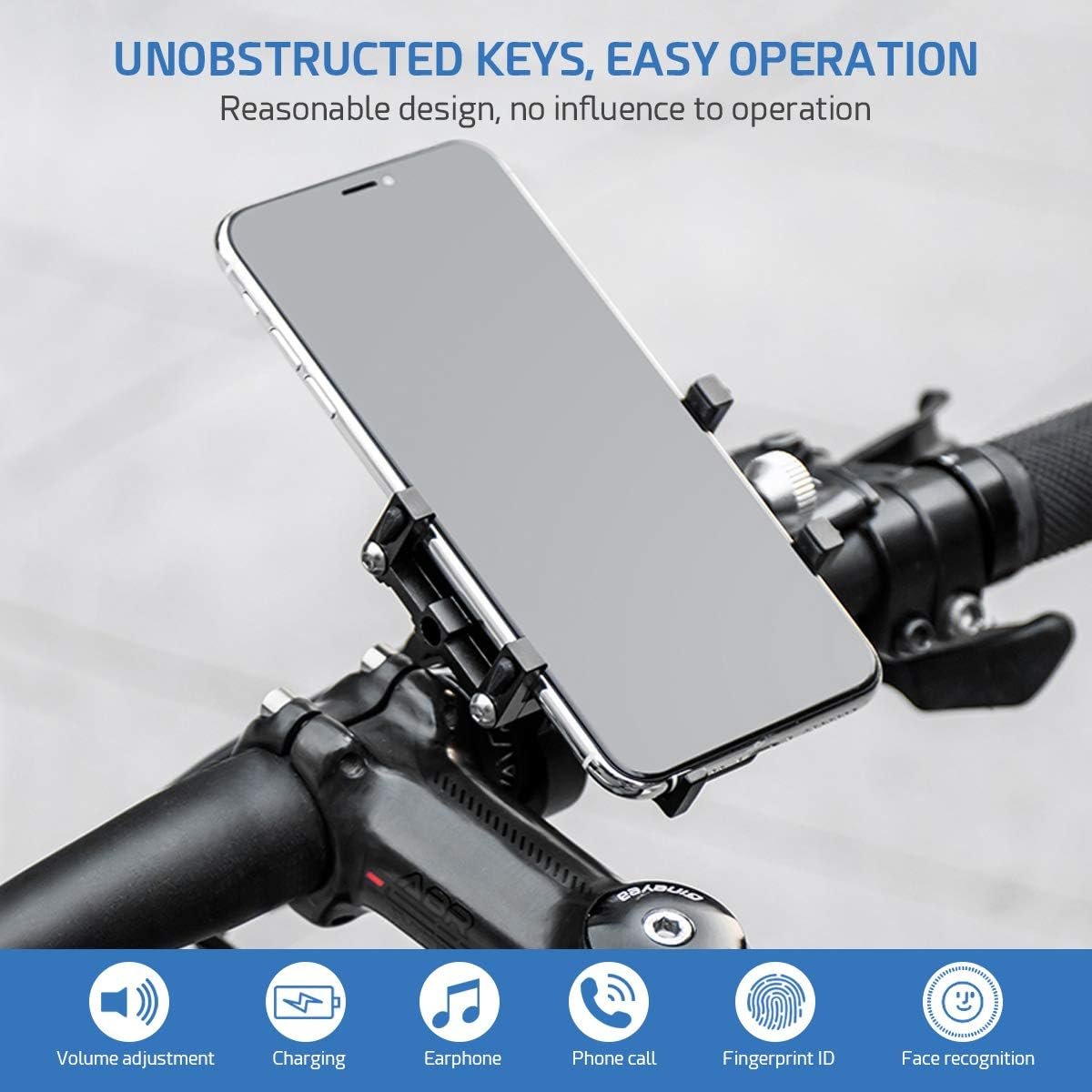 CIXMUS Bike Phone Holder Aluminum Universal Motorcycle Phone Holder for 3.5-6.5 inch Smartphone Mobile Phone Holder - Stable and Durable