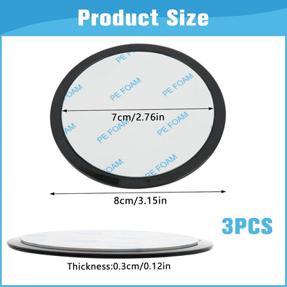 3 Pieces Dashboard Adhesive Mounting Disc, 80 mm Fixing Plates with Adhesive Stickers for Dashboard Heat Resistant Double-Sided Adhesive for Suction Cup Phone Holder and Windshield