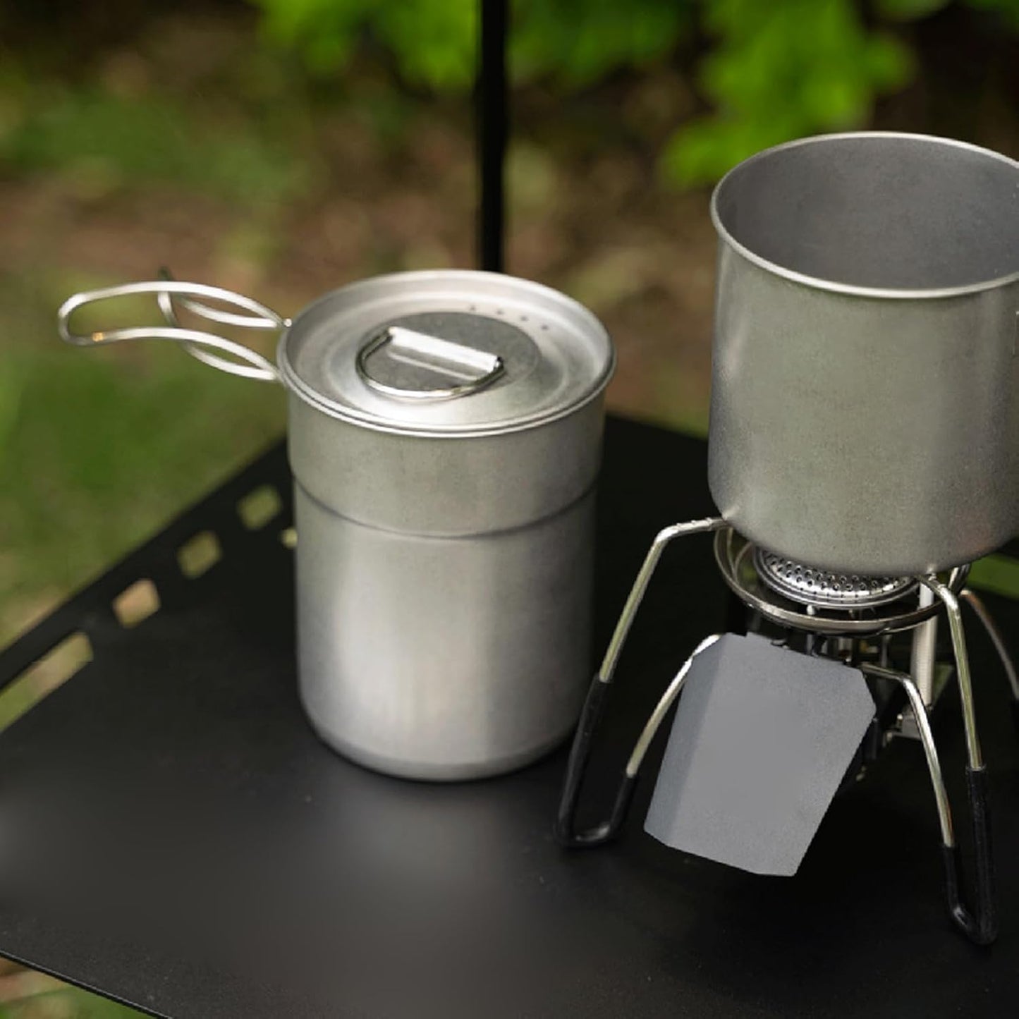 Camping Pots, 2X Stainless Steel, Outdoor Cooking Set, Capacity, Portable Survival Equipment, Lightweight Hiking Gear, Travel Meal Prep Tool, Picnic Supplies, 1000ml