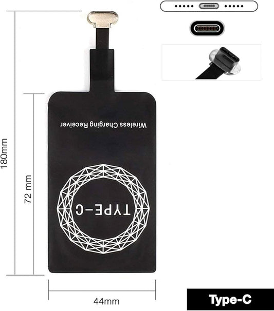Wireless Charger for USB-C Phones, Ultra-Thin Fast Charging Receiver, Qi Compatible