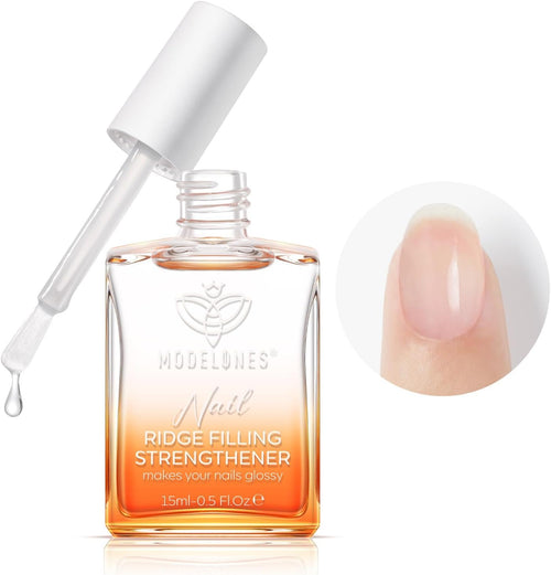 Modelones 15ml 8-in-One Nail Ridge Filler Strengthener Base Coat Nail Polish Repair Nail Growth Treatment for Thin and Damaged Nails, Crystal Clear