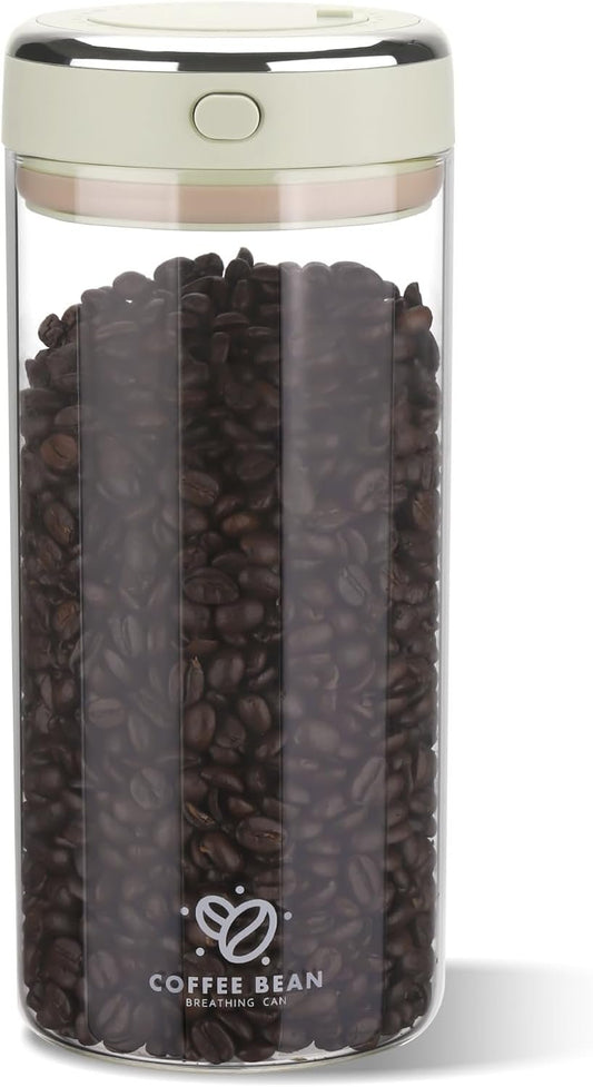 MICHIHOMIE 57 oz Coffee Canister, 1.7L Coffee Containers with Date Tracker and CO2 Valve Filters, Airtight Coffee Jar, Glass Storage Container for Coffee Beans, Grounds, Nuts, Cocoa, Sugar, Tea