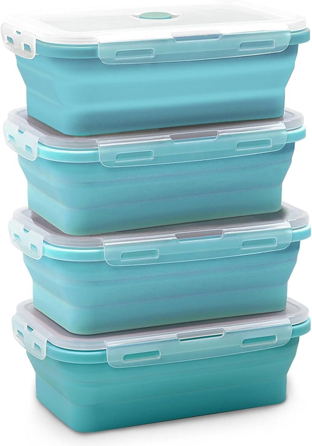 Alimat PluS 40.5oz Silicone Food Storage Containers with Lids, 4 Pack Set 1200ml Collapsible Meal Prep Lunch Containers, Microwave, Freezer and Dishwasher Safe