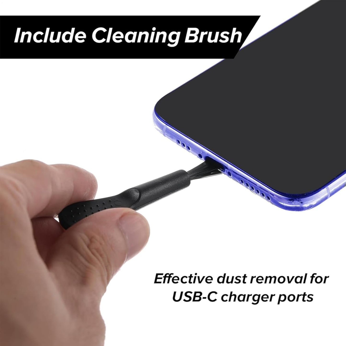 USB C Dust Plug, Charging Port Cover Set of 4, 0.39 x 0.24 Inch, Portable Port Protectors with Cleaning Brush, Compatible, Mobile Phones, Ideal for Road Trips, Travel, Camping