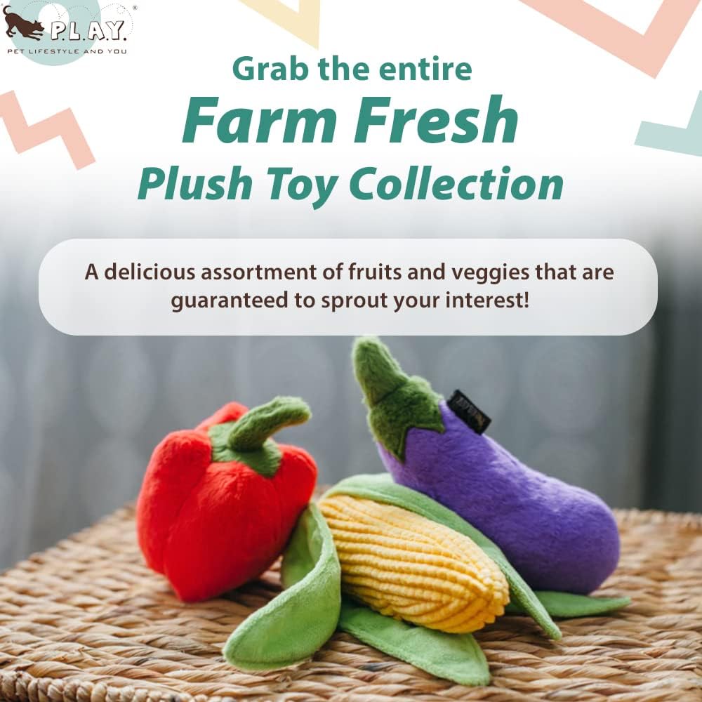 P.L.A.Y. PY7024ASF Farm Fresh Toys Plush Toy for Dogs and Cats Eggplant/Aubergine