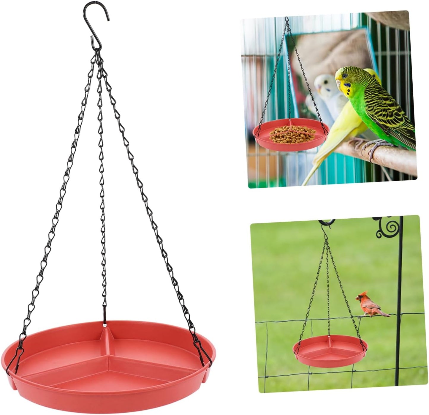 Bird Hanging Feeder with Bath Basin Multi Function Outdoor Bird Feeder Compartmentalized Design for Feeding and Watering Needs Easy to Clean and Durable