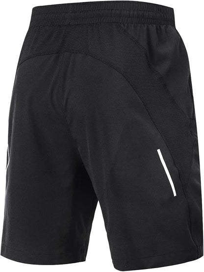 Souke Sports Men's Workout Running Shorts Quick Dry Athletic Performance Shorts Black Liner Zip Pockets