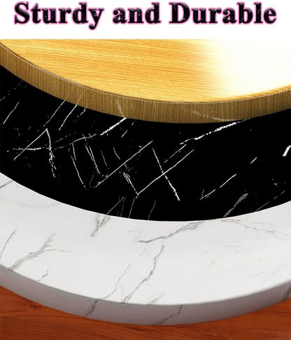 Wood Round Table Top 16 20 24 36 39" for Patio/Coffee/Dining Table Tops, DIY Replacement Circle Tabletop 0.6" Thick(White Marble,50cm/19.7")