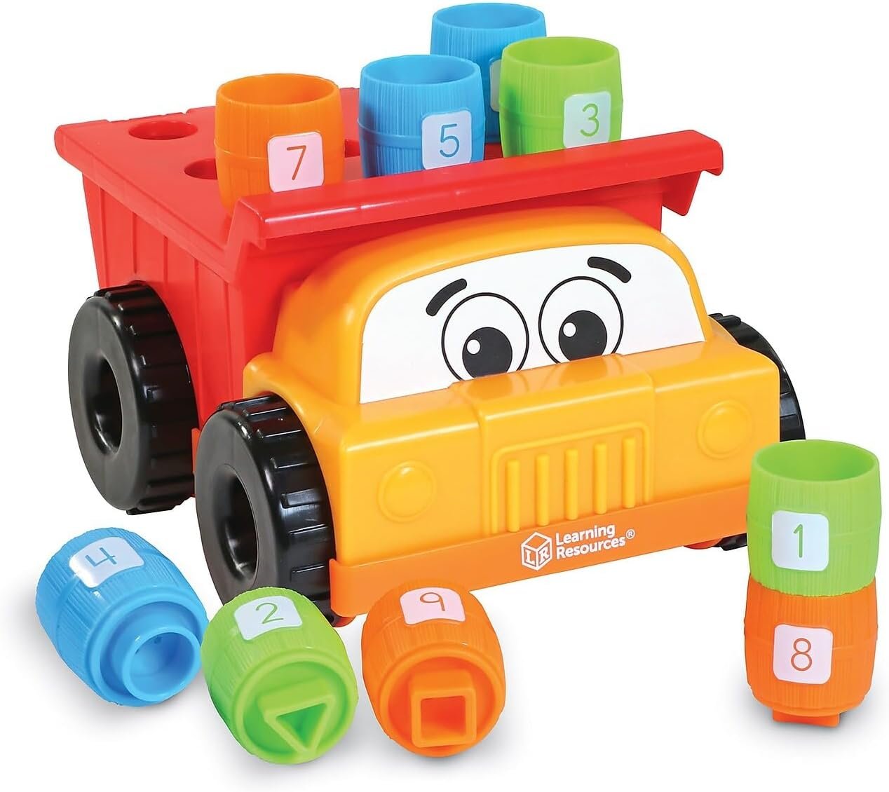 Learning Resources Tony The Peg Stacker Dump Truck - 10 Pieces, Easter Toys for Kids, Ages 18+ Months Fine Motor Skills Toy for Toddlers, Preschool Toys, Multicolor