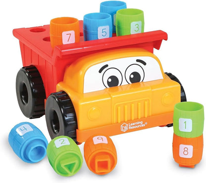 Learning Resources Tony The Peg Stacker Dump Truck - 10 Pieces, Easter Toys for Kids, Ages 18+ Months Fine Motor Skills Toy for Toddlers, Preschool Toys, Multicolor