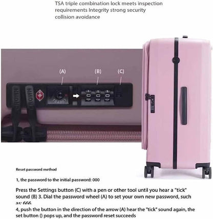 Suitcases Suitcases with Wheels Large-Capacity Aluminum Frame Luggage Security TSA Combination Lock Carry On Luggage Drop-Proof Suitcase Travel(Color:Black)