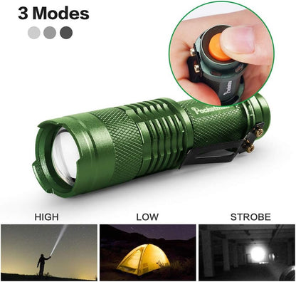 6 Pack LED Mini Flashlights 7W 300LM SK-68 3 Modes Adjustable Focus Zoomable Q5 LED Tactical Flashlight for Camping Hiking Emergency (Six Color Pack)