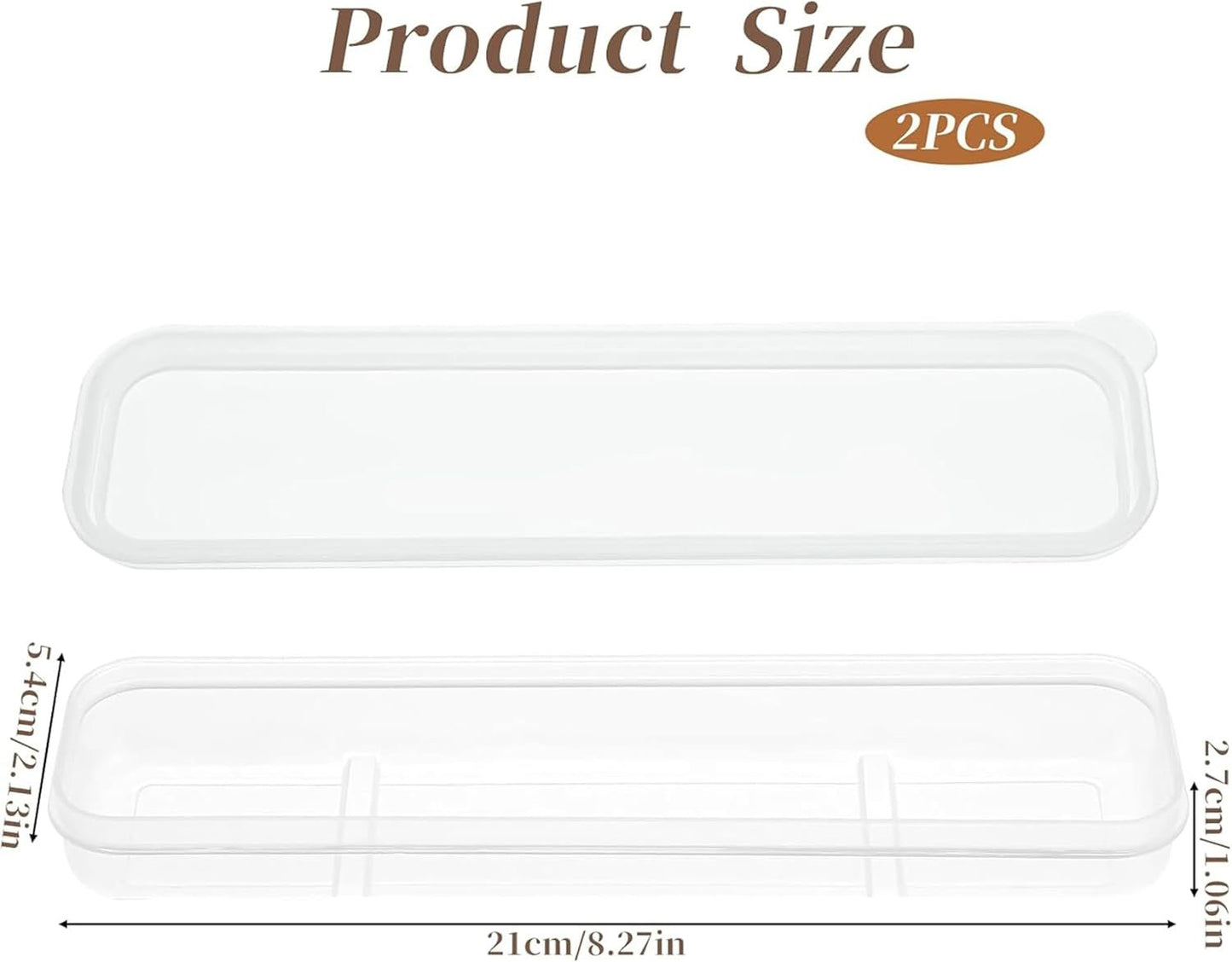 2Pcs Simple Utensil Holder with Lid, Portable Flatware Box Travel Tableware, Transparent Storage Box, Holder Travel Chopstick Case Spoon Case Fork Holder for Lunch