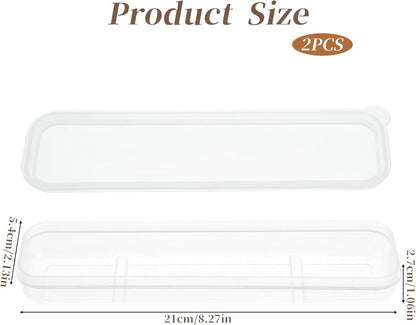 2Pcs Simple Utensil Holder with Lid, Portable Flatware Box Travel Tableware, Transparent Storage Box, Holder Travel Chopstick Case Spoon Case Fork Holder for Lunch