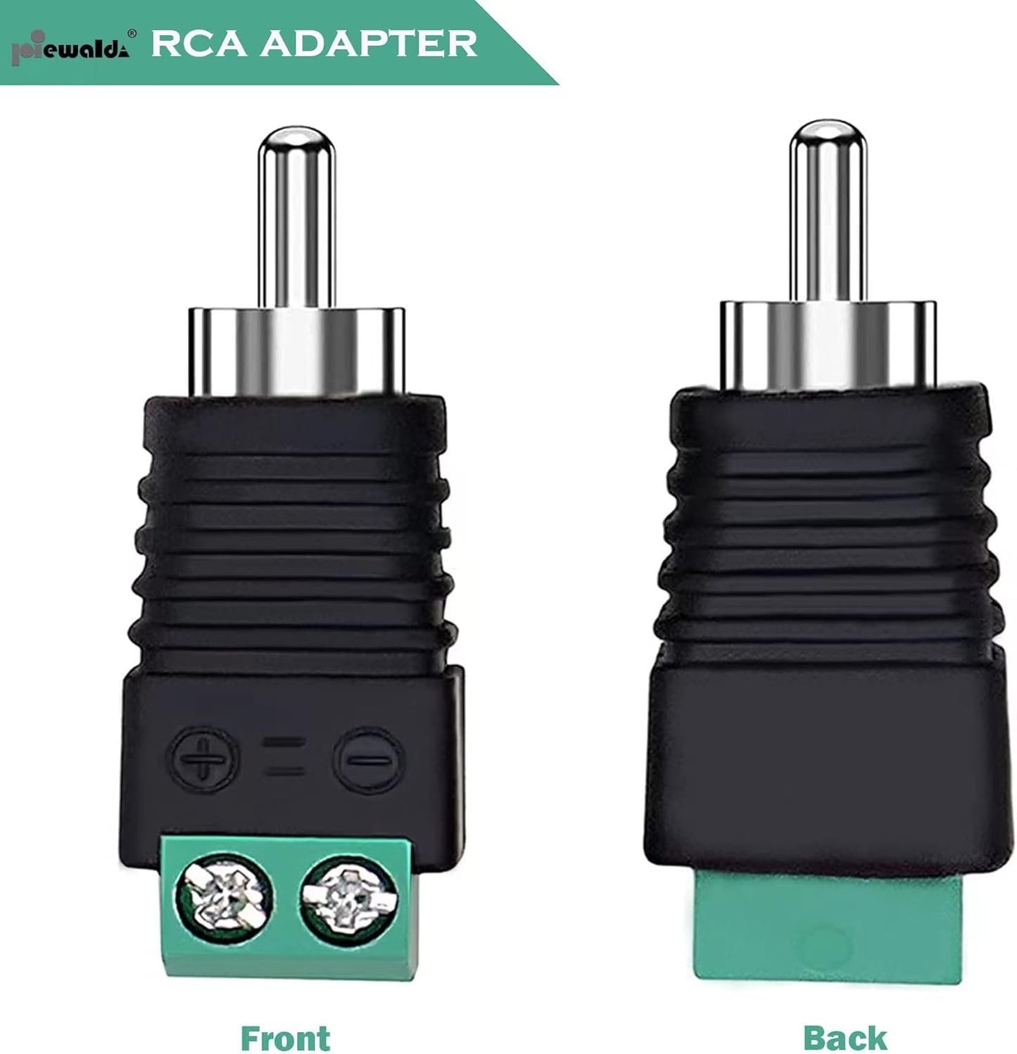 Niewalda RCA to AV Screw Terminal Adapter - 6pcs Male Plugs, Connector, Video Speaker Converter, Solderless Cable