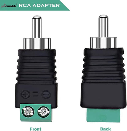 Niewalda RCA to AV Screw Terminal Adapter - 6pcs Male Plugs, Connector, Video Speaker Converter, Solderless Cable