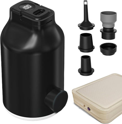 Air Pump, Electric LED Inflator, Portable Five-Nozzle Design, Compact Lightweight Build, Portable Blower for Sleeping Bags, Swimming Gear, Travel, Camping Use, 2.05x3.74 Inches