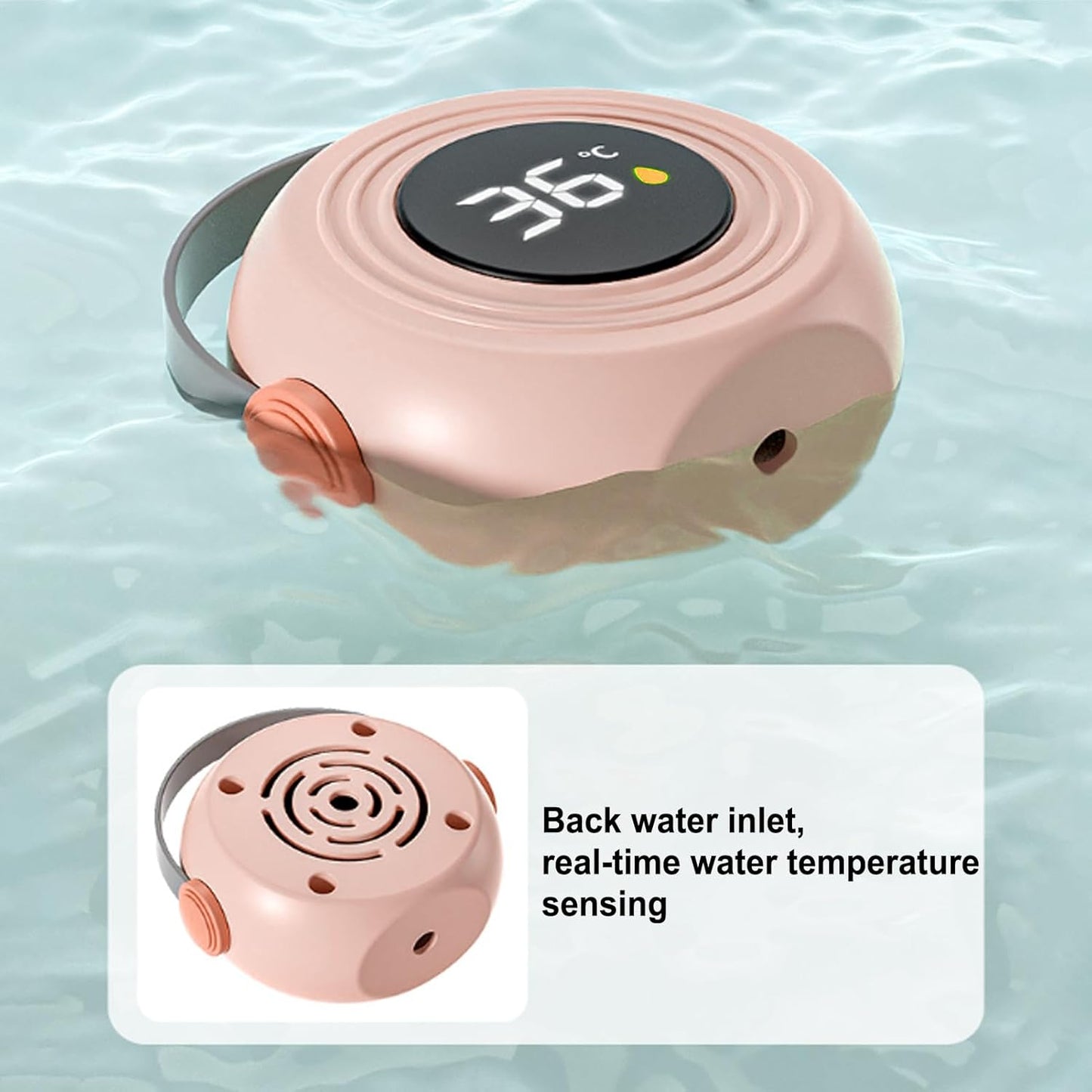 Bathtub Water Monitor, Baby Temperature Meter, 4.33 x 3.93 inches Digital Waterproof Display, Electronic Sensor Design for Shower, Nursery, Infant Bath Safety Tool