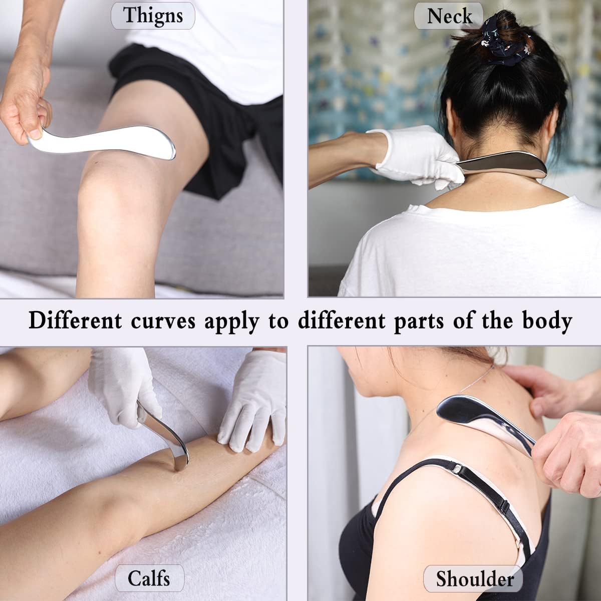 Stainless Steel Gua Sha, Metal Guasha Scraping Tool, Muscle Scraper for Deep Tissue/Fascia/Face/Scar, IASTM Tool for Body Plane, Therapy Massage Tools for Body Shaping