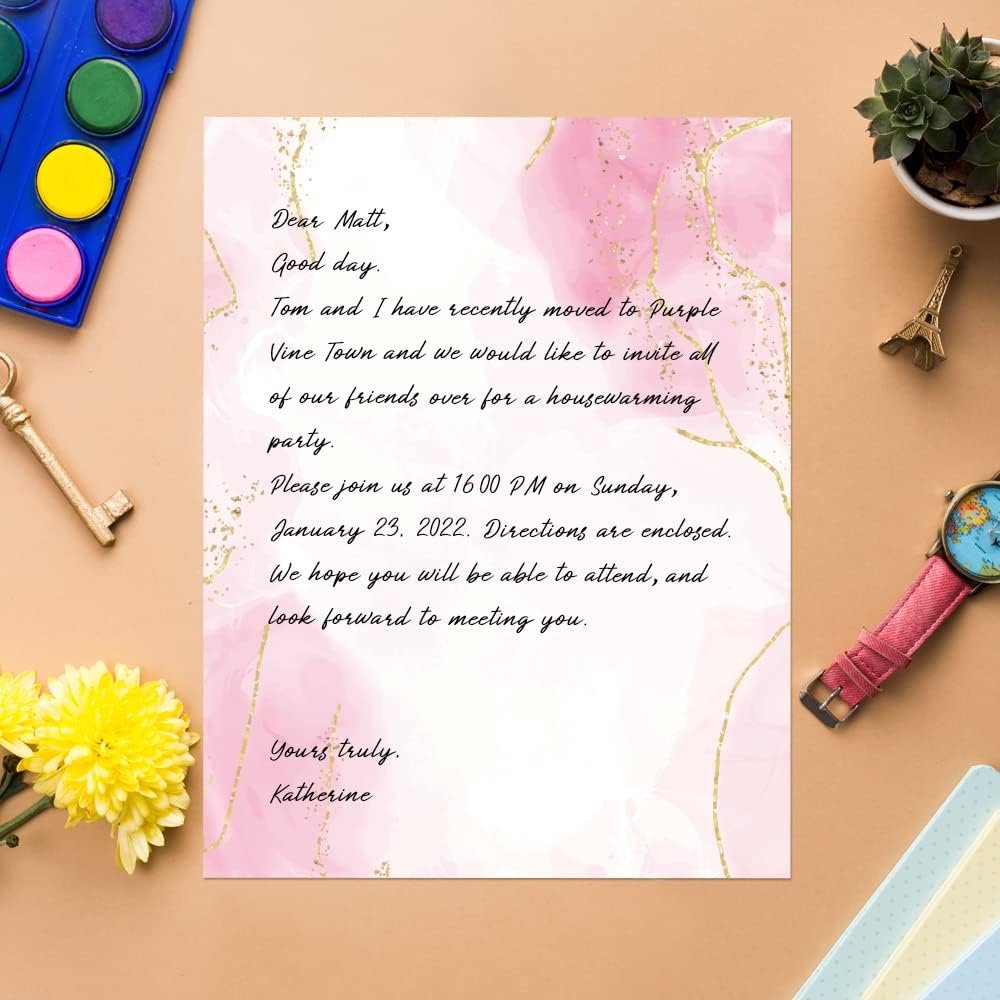 Paper Master Stationary Paper with Envelopes Set - Marble Stationery Paper Set with Letter Writing Paper-Letter Size (8.5 x 11 In), 36 Sheets + 24 Envelopes