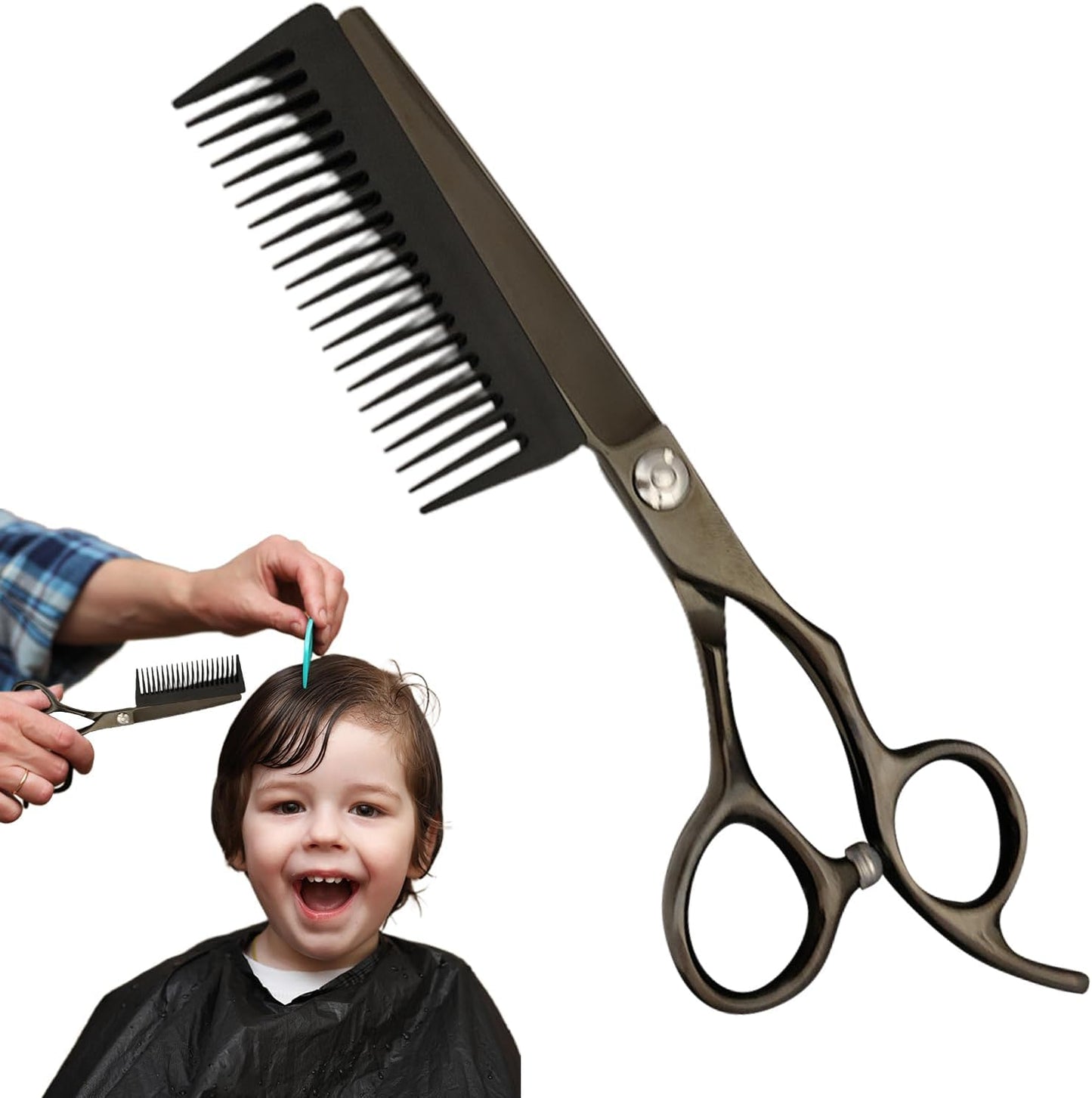 Lnhgh Forbici Da Parrucchiere, Attrezzi Per Taglio Capelli, Forbici Sfoltitrici 2 in 1 con Pettine Rimovibile per Uomo Donna Taglio Capelli a Casa Viaggio Parrucchieri Salone Domestico Cura Personale